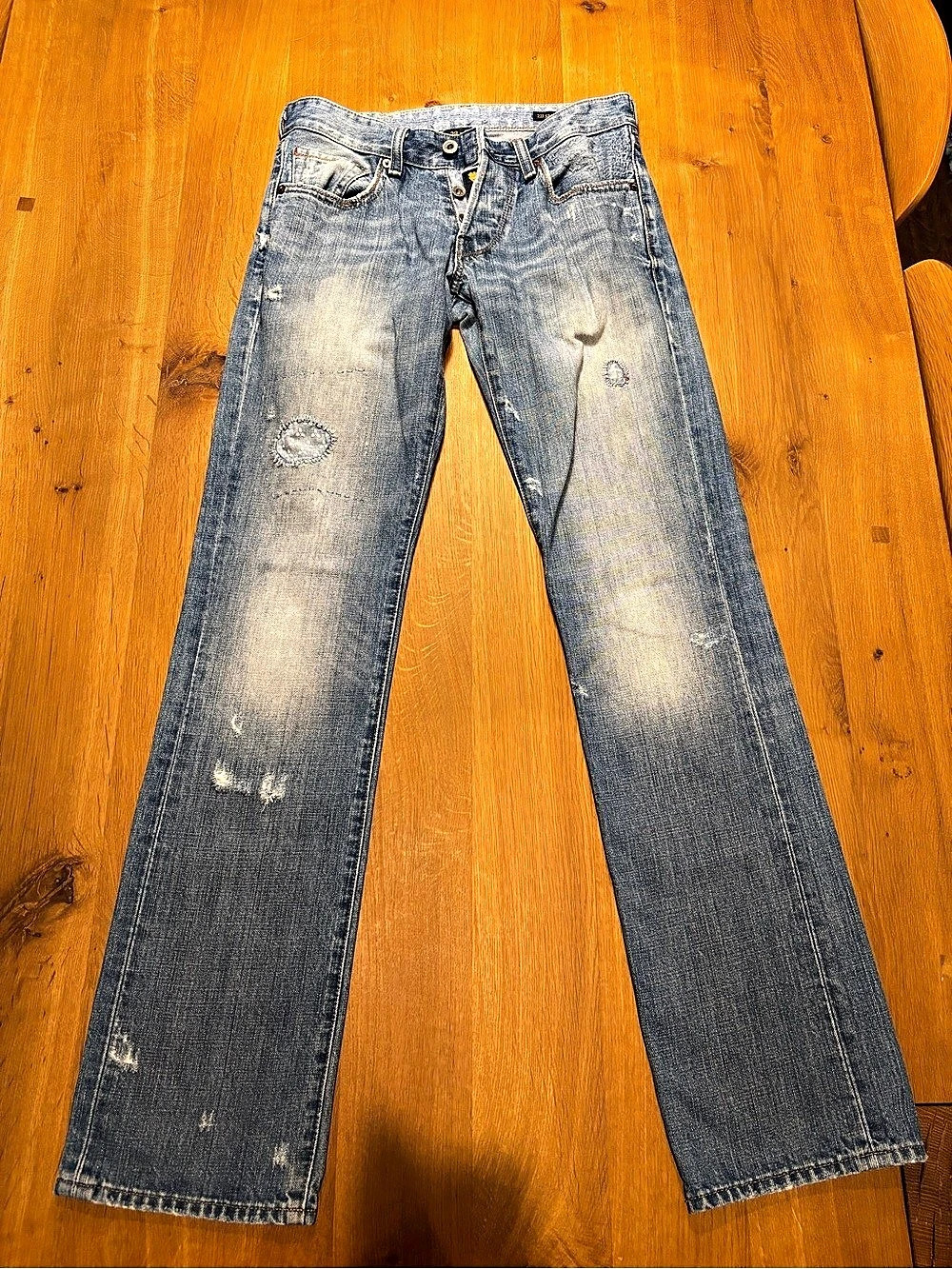 Lucky Brand Original 221 Slim Straight Men's Blue Light Distressed Jeans 28x32